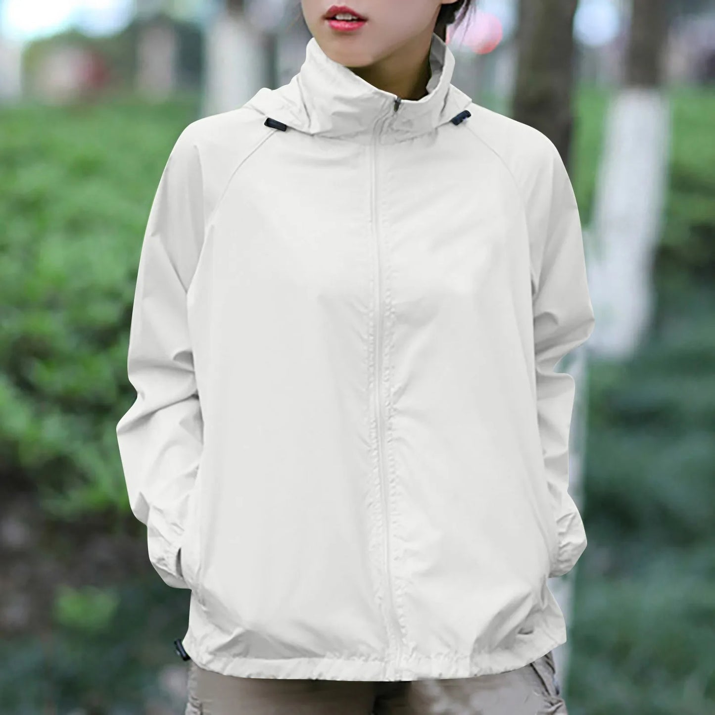 Fashionable And Basics Solid Colored Hooded Long Sleeved Jacket
