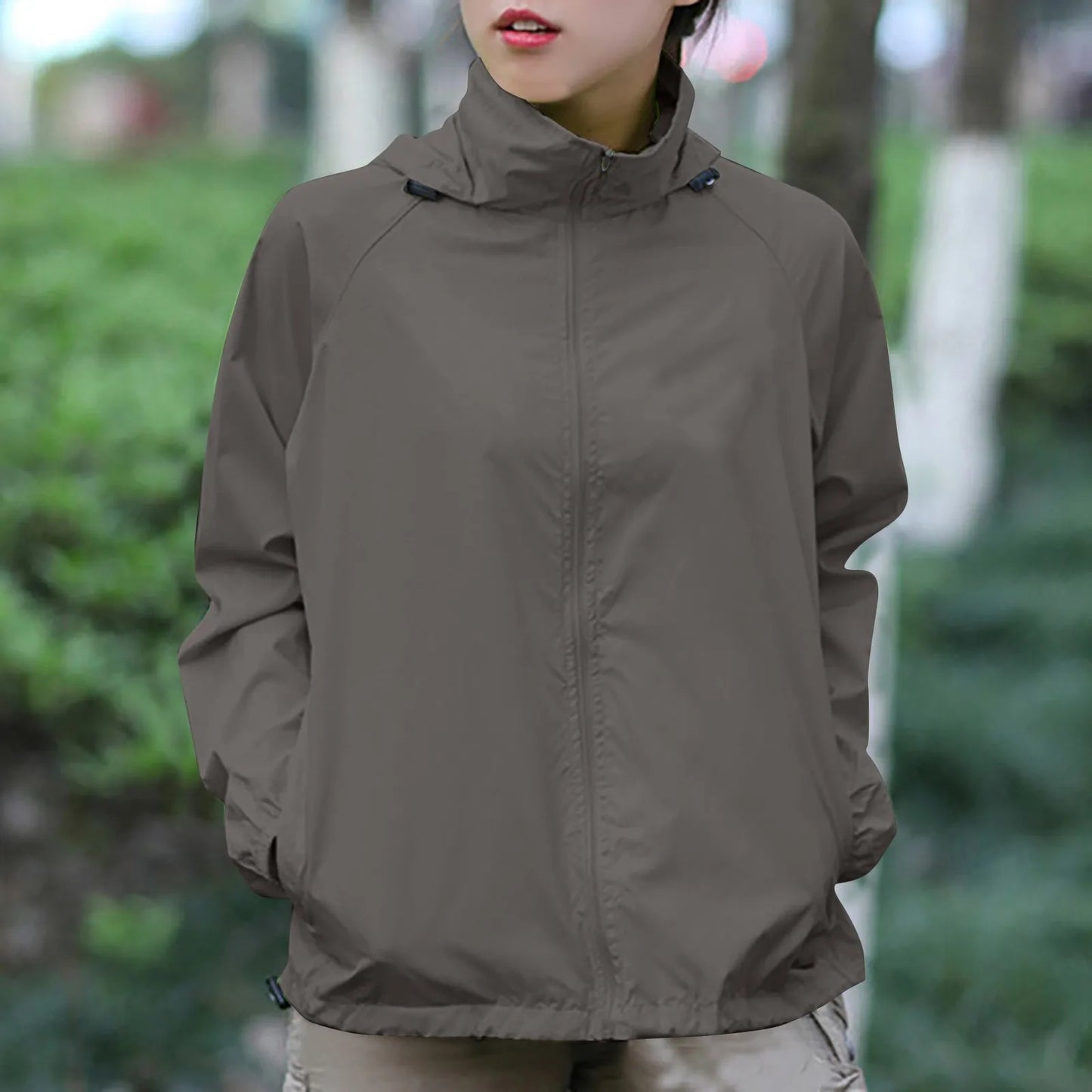 Fashionable And Basics Solid Colored Hooded Long Sleeved Jacket