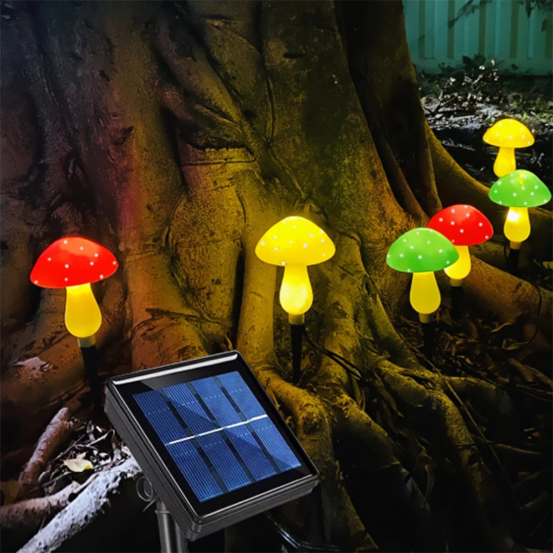 12LEDS Solar Panel Mushroom waterproof Fairy Light Garden Party Decoration