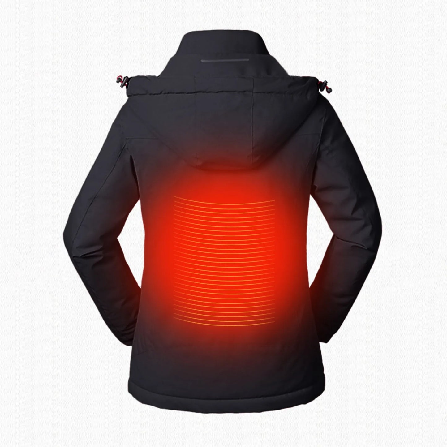 Women's Causal Heated Coat With 3 Heating Area Cotton Padded Warm Windprood Heated Outdoor Mountaineering Hiking Zipper Parkas
