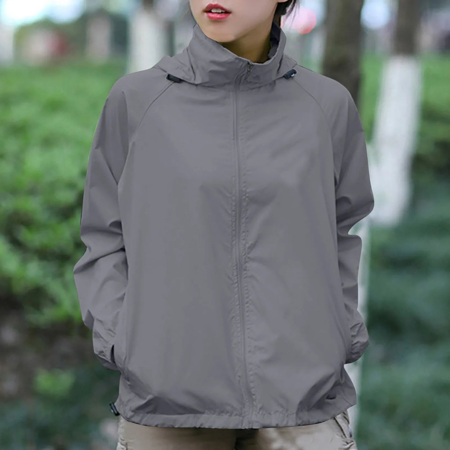 Fashionable And Basics Solid Colored Hooded Long Sleeved Jacket