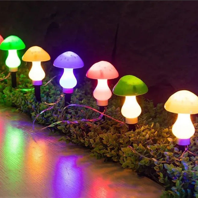 12LEDS Solar Panel Mushroom waterproof Fairy Light Garden Party Decoration