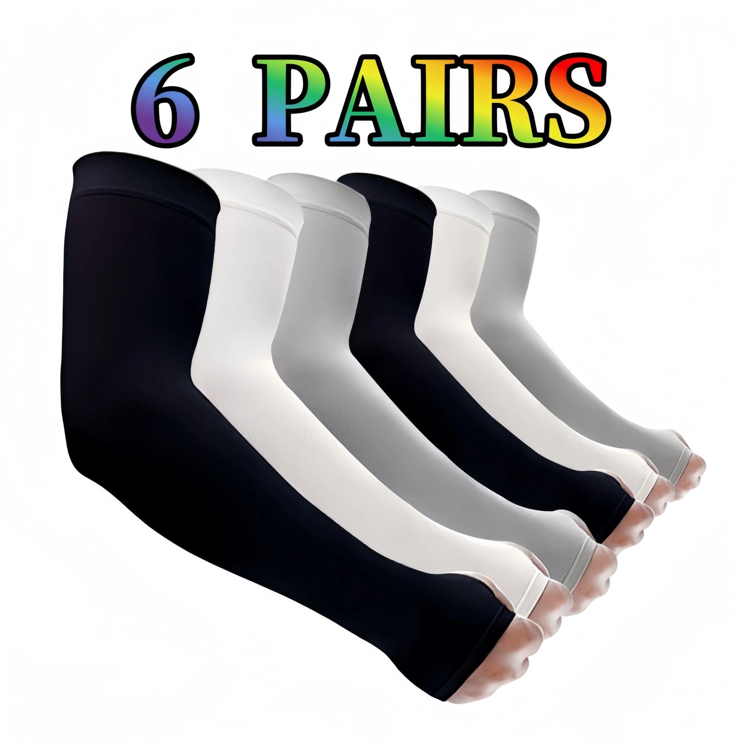 6 Pairs Cycling Arm Sleeves Ice Fabric Anti-UV Sunscreen Running Cycling Sleeve Outdoor Sport Cycling Arm Warmers Men Women