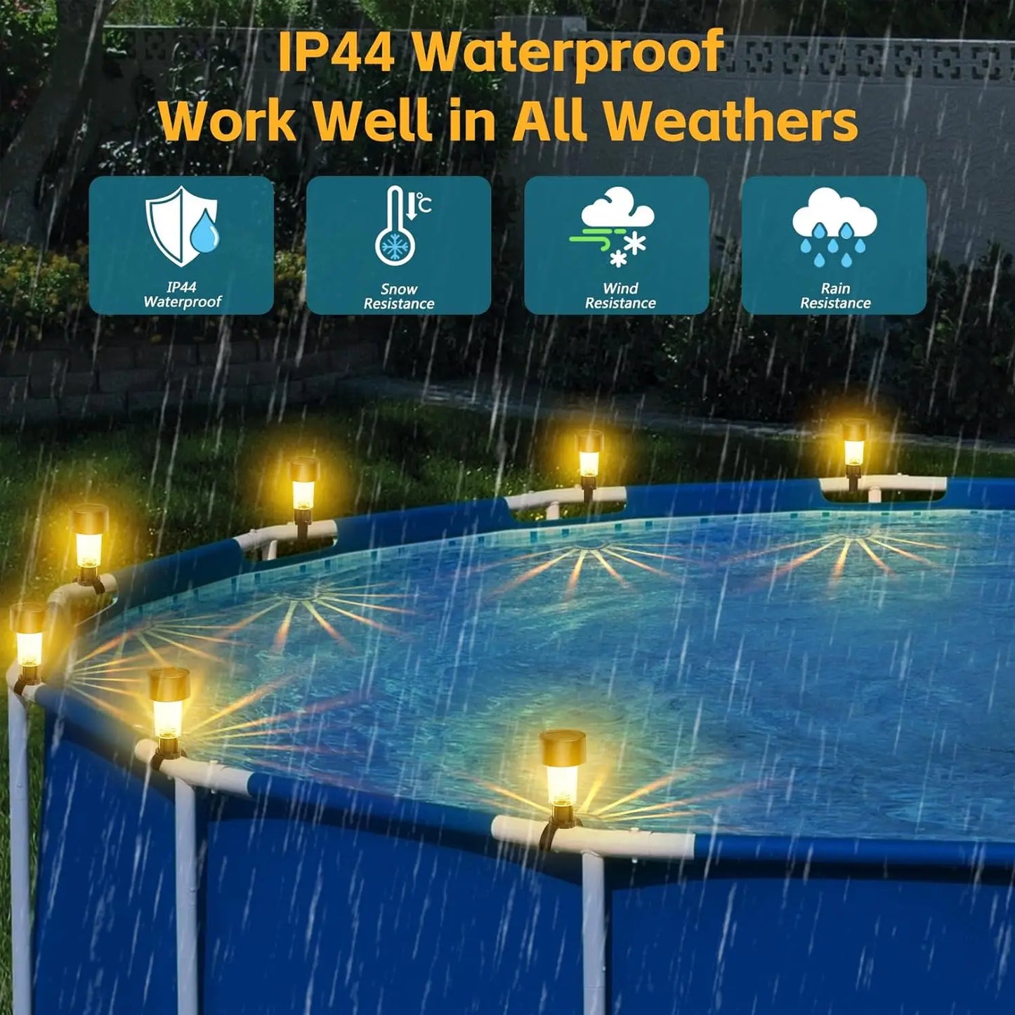 6 Pack Solar Pool Lights - Waterproof LED Lights for Pool Decoration,Outdoor Swimming Pool Accessories with Warm White Lights