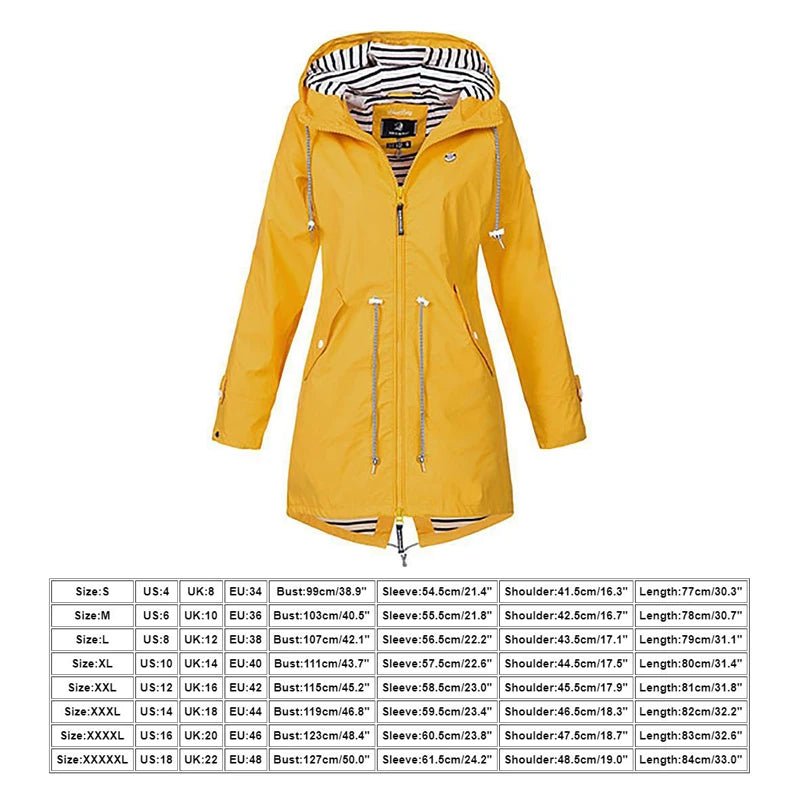 Women Fashion Raincoat Windproof Jacket Hiking Lightweight