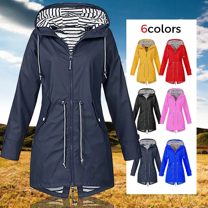Women Fashion Raincoat Windproof Jacket Hiking Lightweight
