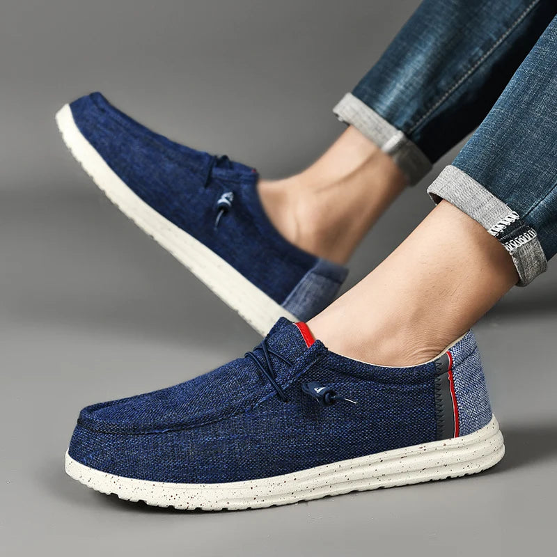 Men Casual Canvas Shoes Mens Loafers Breathable Slip on Flats Male Vulcanized Shoes Driving Shoes Plus Size 48 Walking shoe