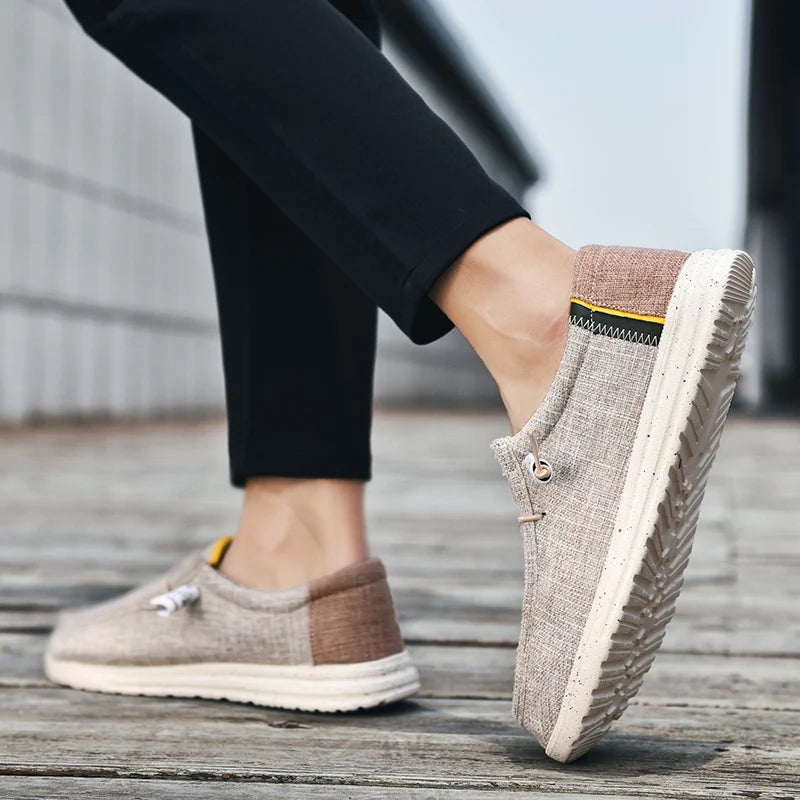 Men Casual Canvas Shoes Mens Loafers Breathable Slip on Flats Male Vulcanized Shoes Driving Shoes Plus Size 48 Walking shoe