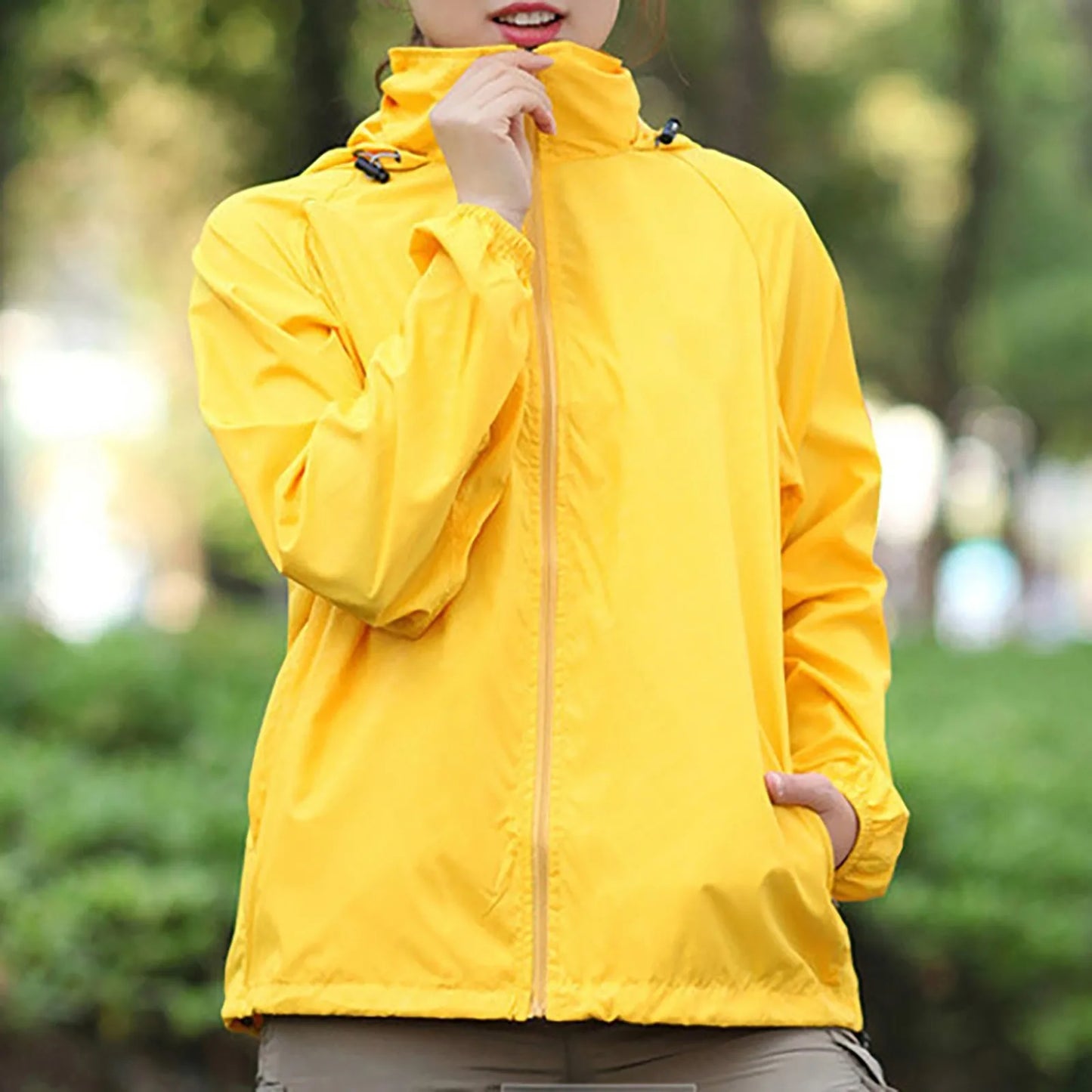 Fashionable And Basics Solid Colored Hooded Long Sleeved Jacket