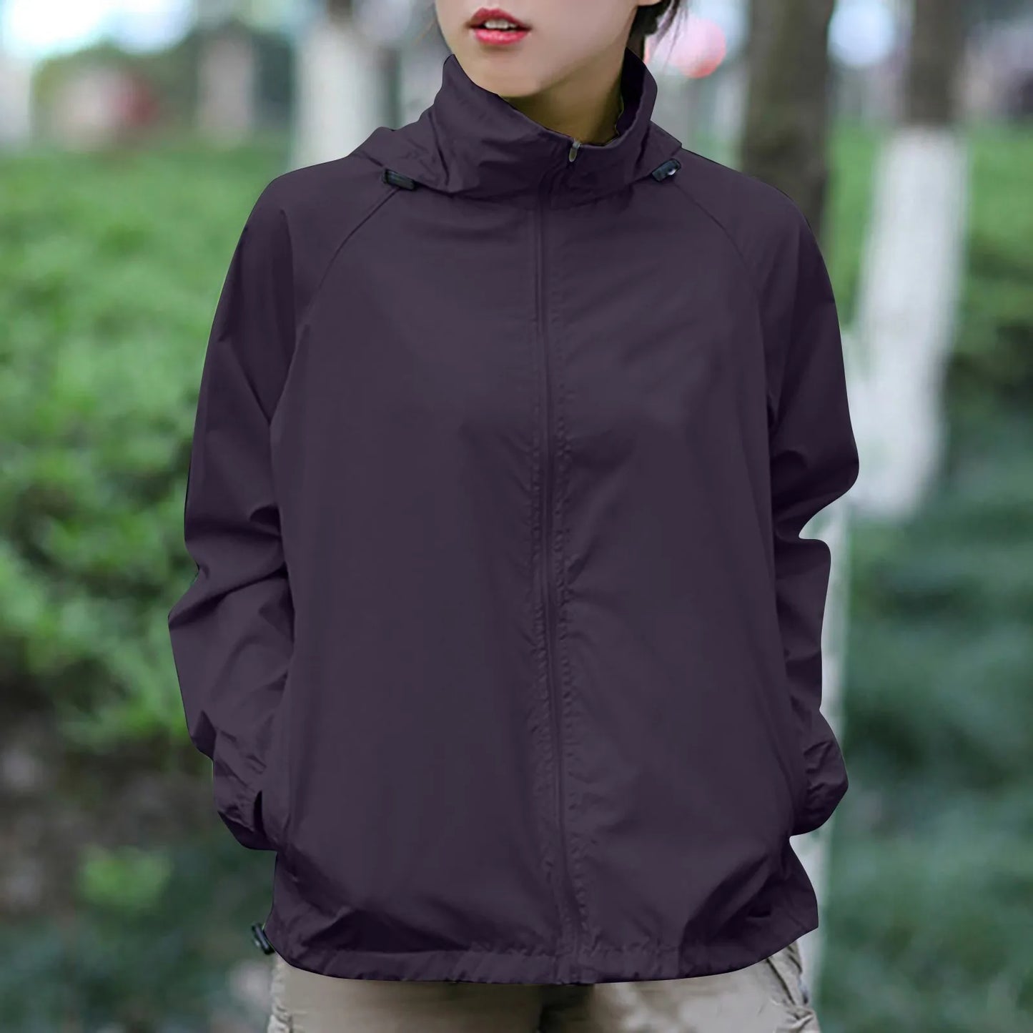 Fashionable And Basics Solid Colored Hooded Long Sleeved Jacket