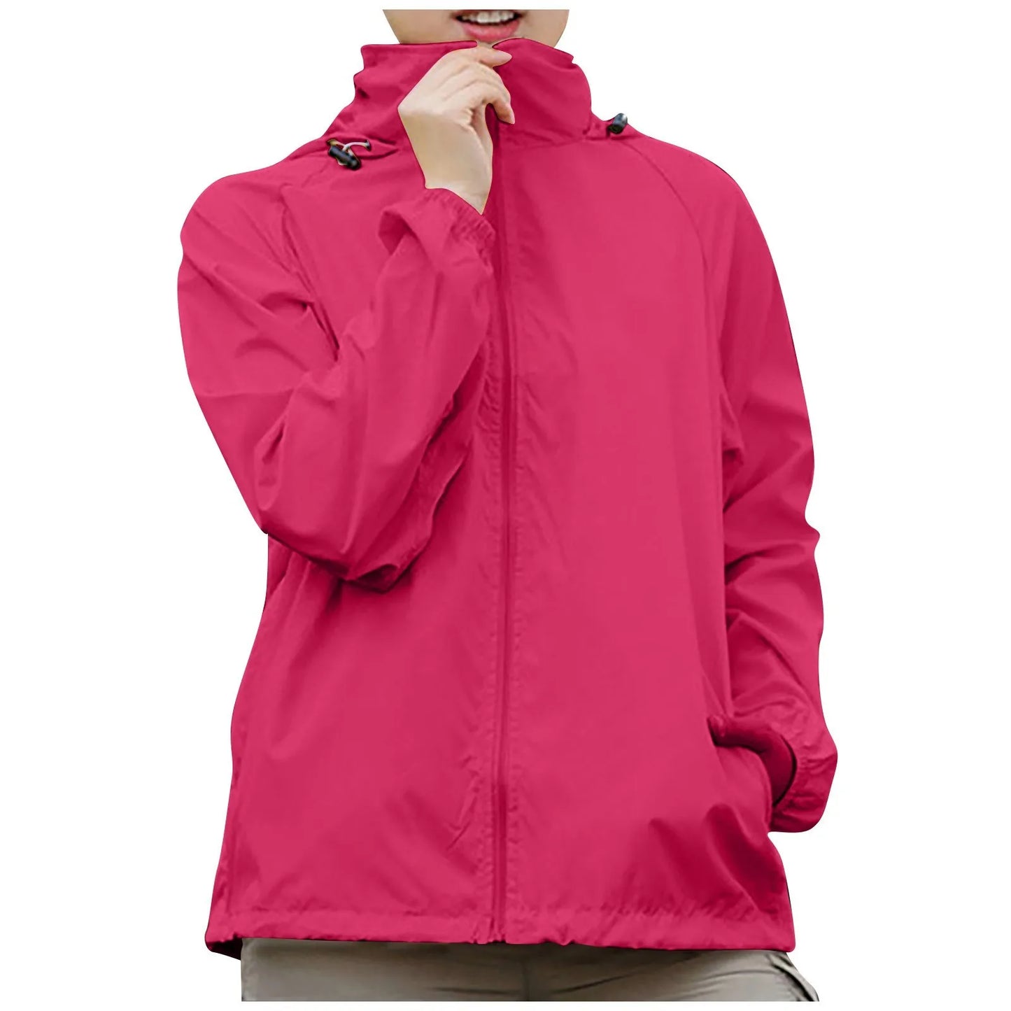 Fashionable And Basics Solid Colored Hooded Long Sleeved Jacket