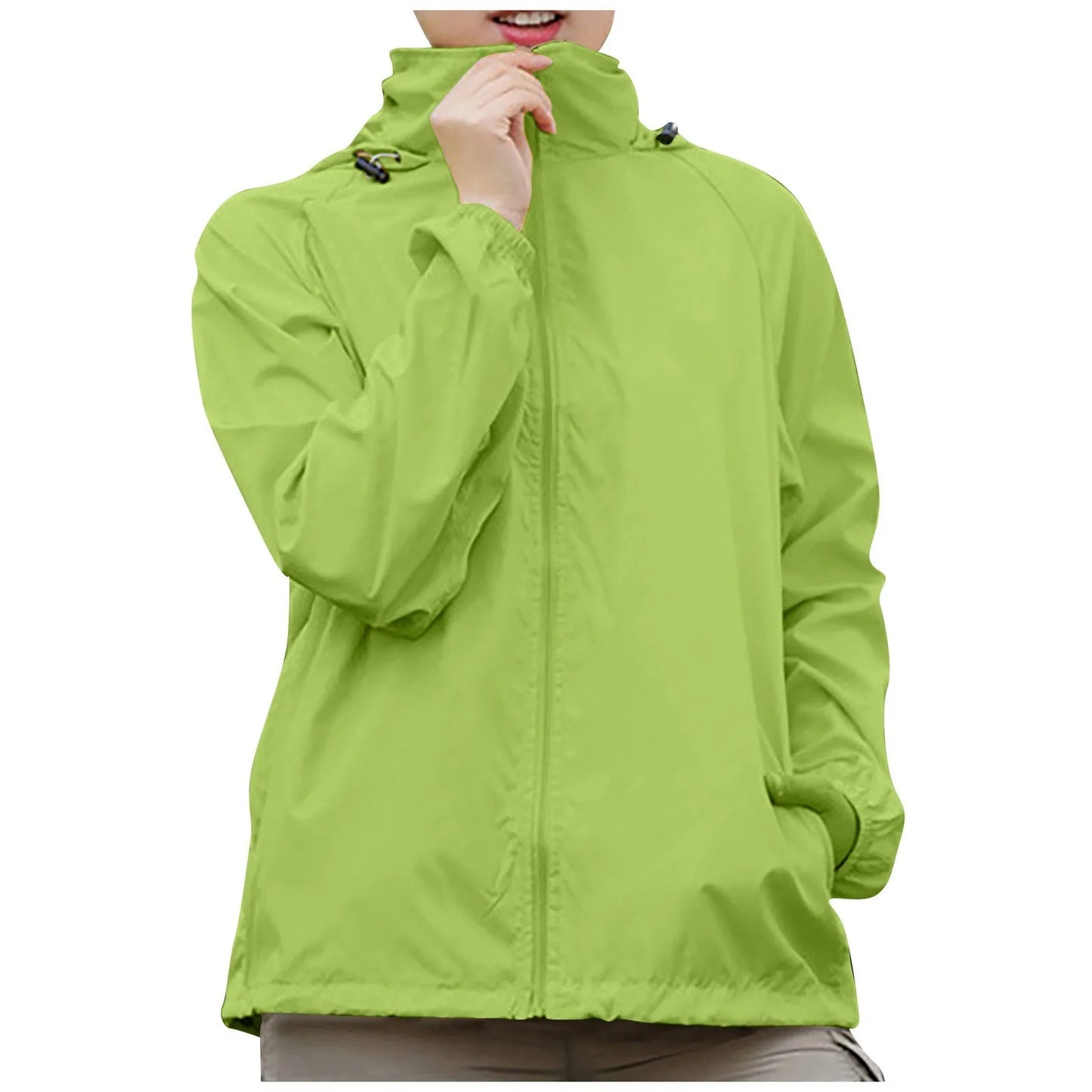 Fashionable And Basics Solid Colored Hooded Long Sleeved Jacket