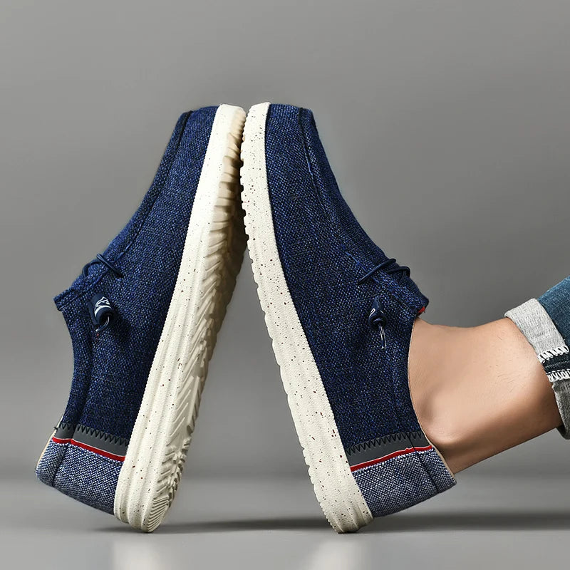 Men Casual Canvas Shoes Mens Loafers Breathable Slip on Flats Male Vulcanized Shoes Driving Shoes Plus Size 48 Walking shoe