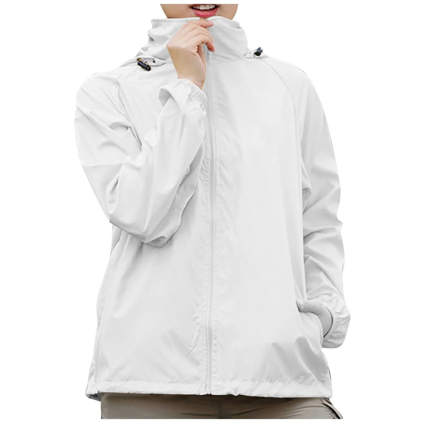 Fashionable And Basics Solid Colored Hooded Long Sleeved Jacket