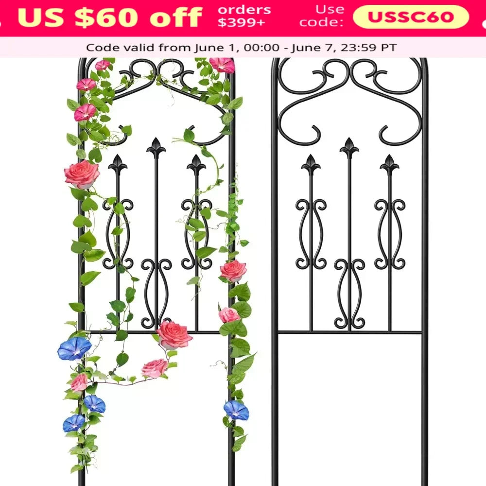 Garden Trellis, Rustproof Metal Wire Lattice Grid Panels, 2 Pack, Trellis