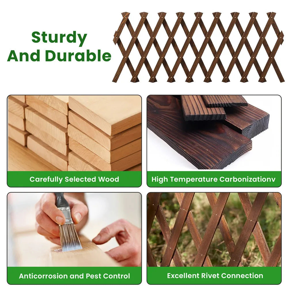 Garden Expanding Wooden Trellis. Each Piece Expands to 200cm x 30cm Climbing Plants Support