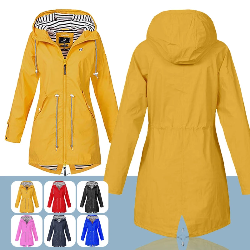Women Fashion Raincoat Windproof Jacket Hiking Lightweight