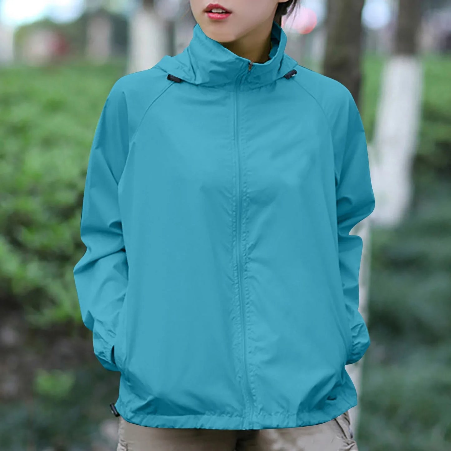 Fashionable And Basics Solid Colored Hooded Long Sleeved Jacket