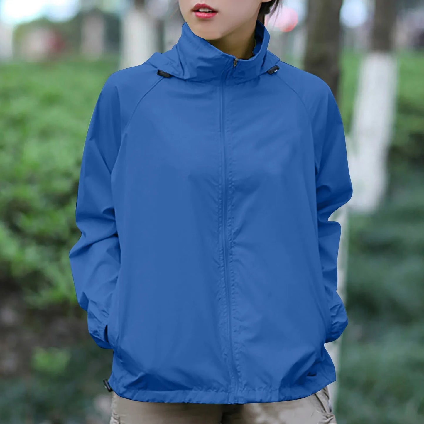 Fashionable And Basics Solid Colored Hooded Long Sleeved Jacket