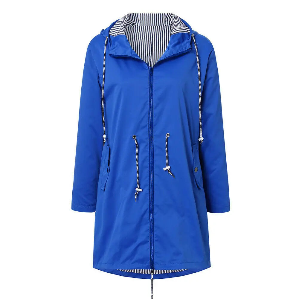 Women Fashion Raincoat Windproof Jacket Hiking Lightweight