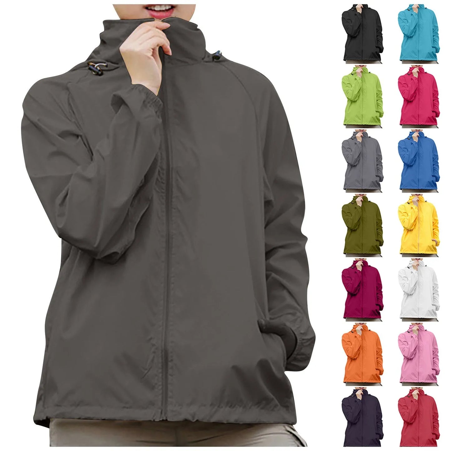 Fashionable And Basics Solid Colored Hooded Long Sleeved Jacket