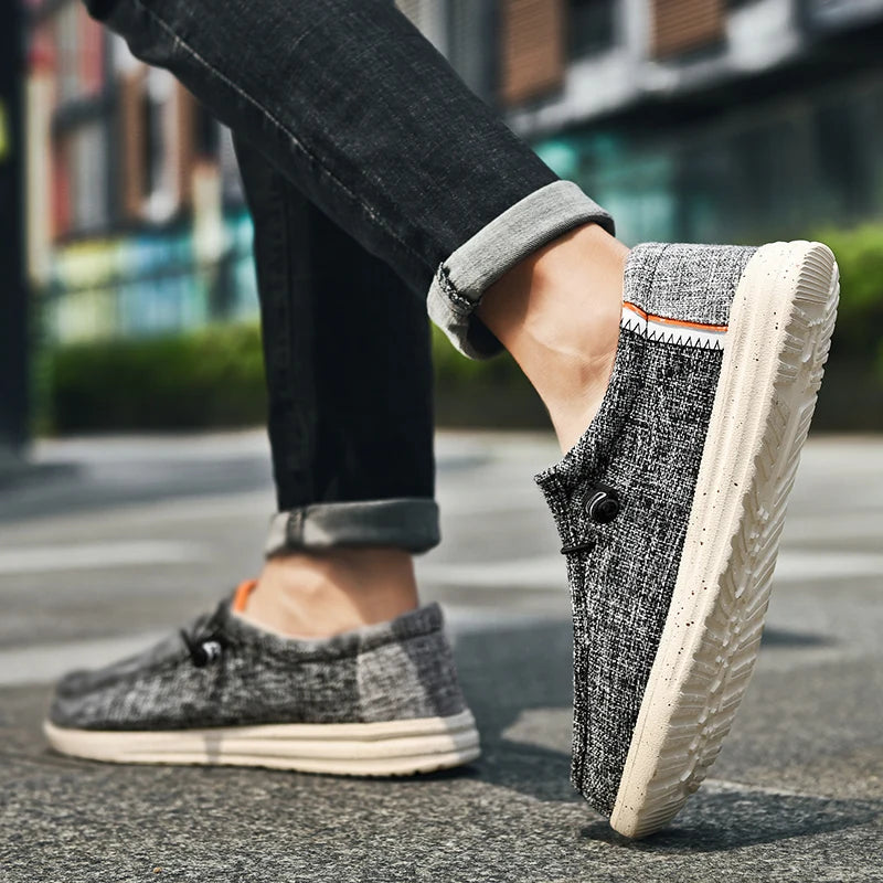 Men Casual Canvas Shoes Mens Loafers Breathable Slip on Flats Male Vulcanized Shoes Driving Shoes Plus Size 48 Walking shoe