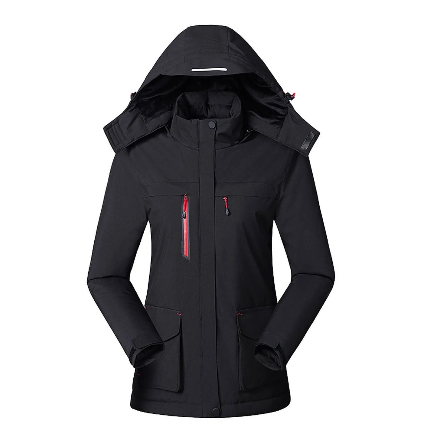 Women's Causal Heated Coat With 3 Heating Area Cotton Padded Warm Windprood Heated Outdoor Mountaineering Hiking Zipper Parkas