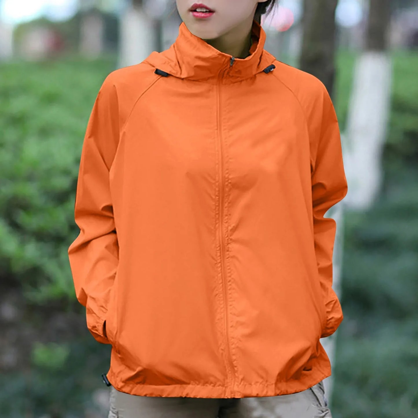 Fashionable And Basics Solid Colored Hooded Long Sleeved Jacket