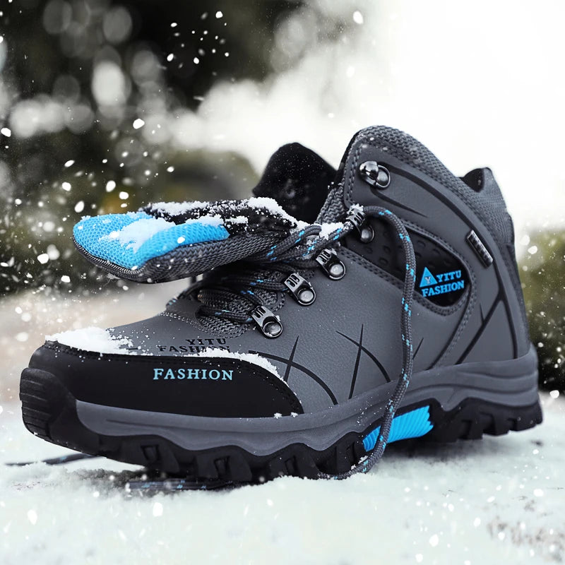 Men Winter Snow Boots Waterproof Leather