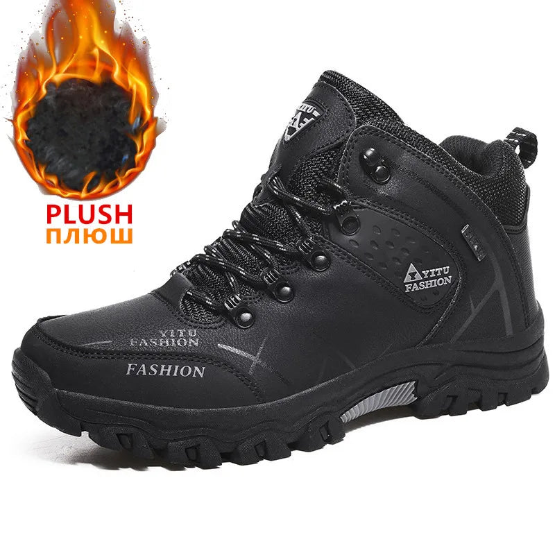 Men Winter Snow Boots Waterproof Leather