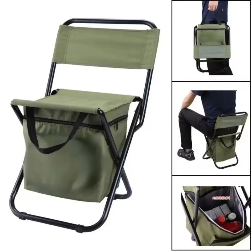 Portable Folding Camping Chair with Storage Box Outdoor Camping Chairs Beach Chairs Travel Leisure Picnic Seat with Storage