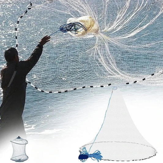 Cast Net 4Ft-8FT Radius Bait Net for Fishing Small Mesh