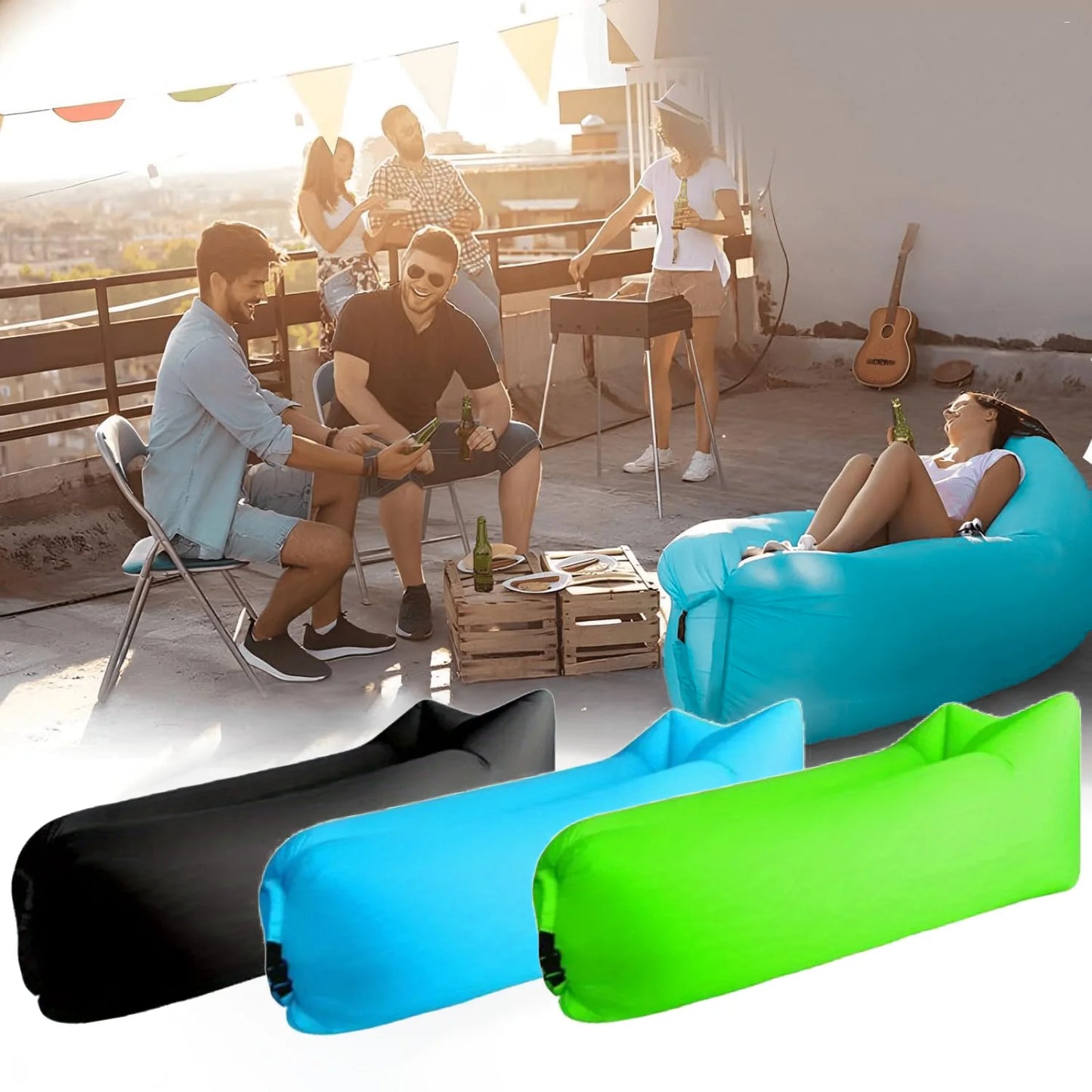 Inflatable Sofa Air Sofa Chair Portable Foldable Sleeping Bag WaterProof Couch