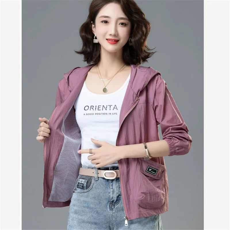 Hooded Jacket Women Breathable Sun Protection Clothing