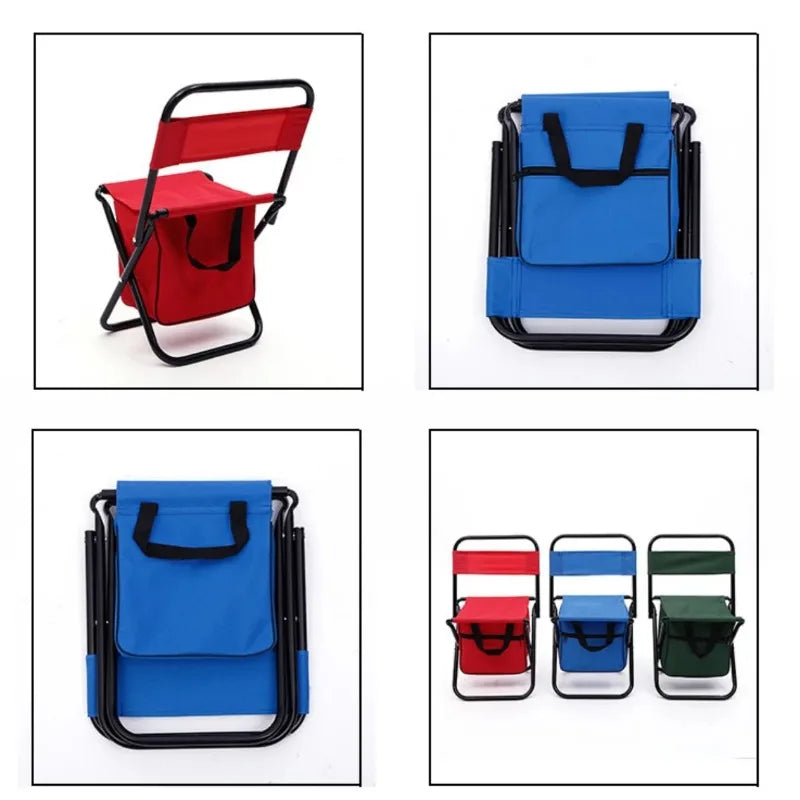 Portable Folding Camping Chair with Storage Box Outdoor Camping Chairs Beach Chairs Travel Leisure Picnic Seat with Storage