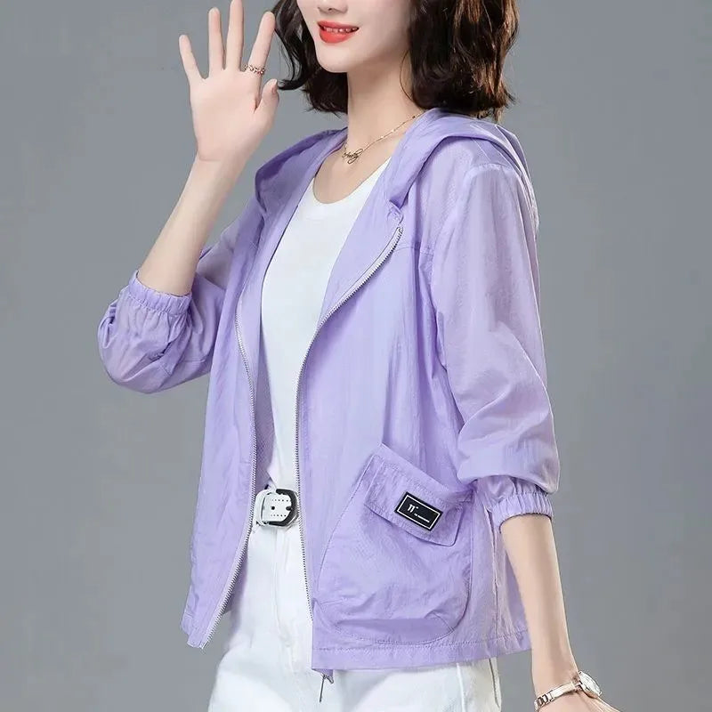 Hooded Jacket Women Breathable Sun Protection Clothing