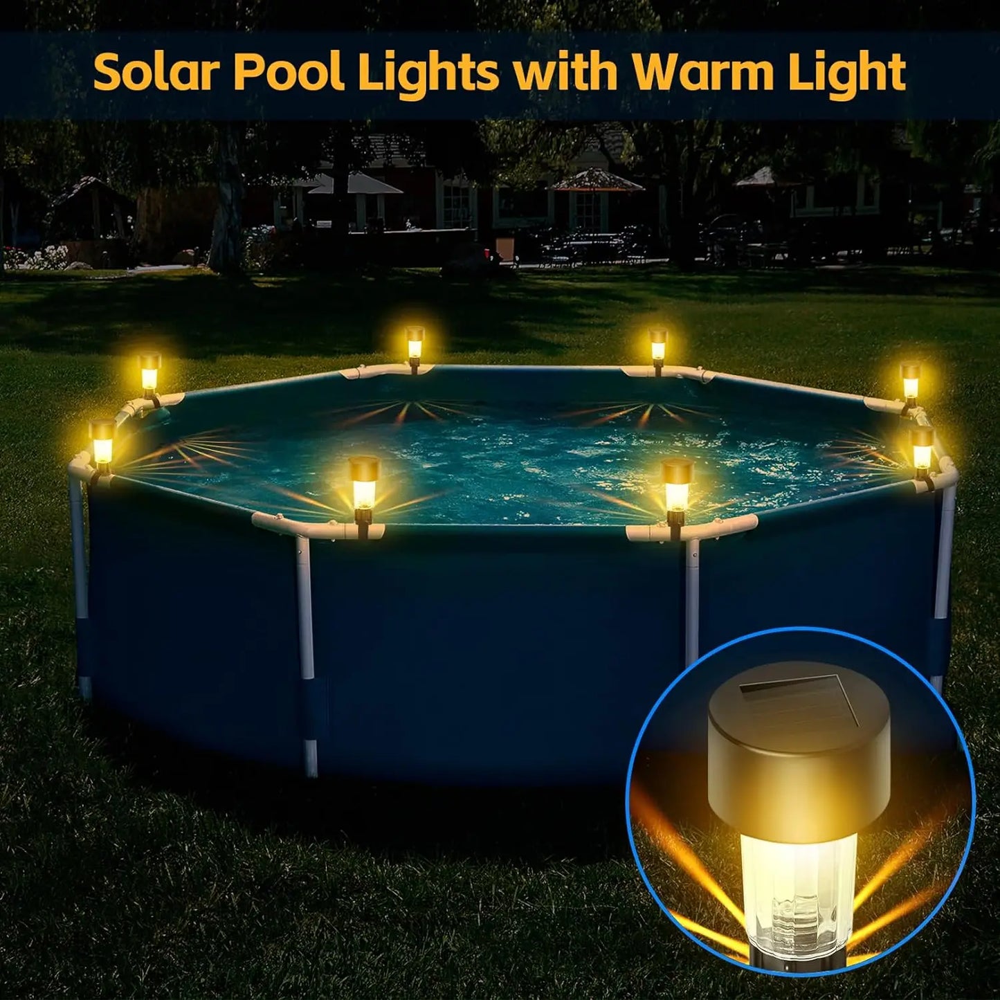 6 Pack Solar Pool Lights - Waterproof LED Lights for  Pool Decoration,Outdoor Swimming Pool Accessories with Warm White Lights