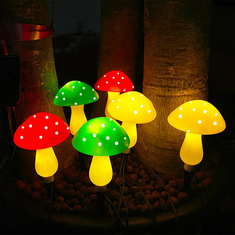 12LEDS Solar Panel Mushroom waterproof Fairy Light Garden  Party Decoration