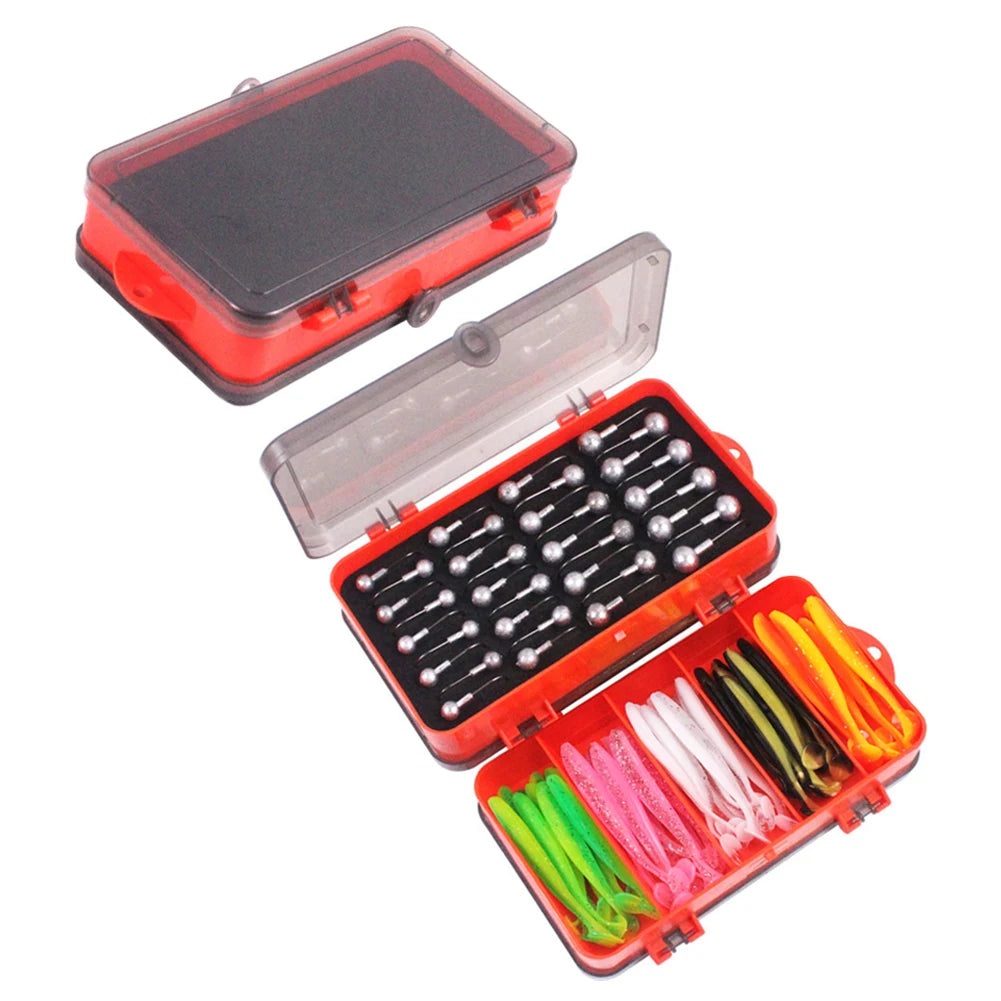 Portable Double Sided Split Bait Box Crank Jig Head Hook Set Fishing Jig Head Lure Soft Bait Fishing Gear Accessories Storage