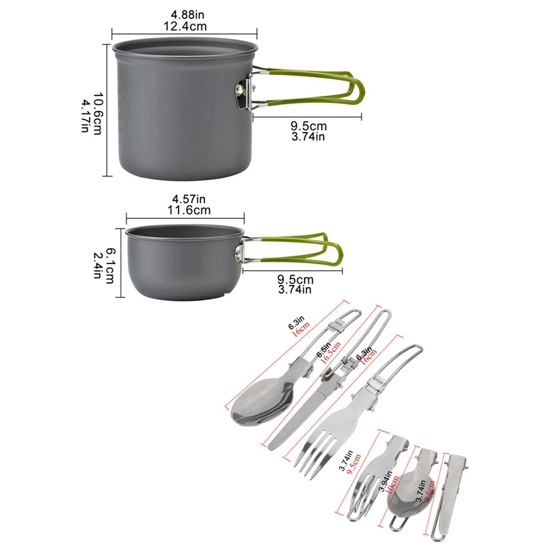 Portable Camping Cookware Set Outdoor Pot Mini Gas Stove Set