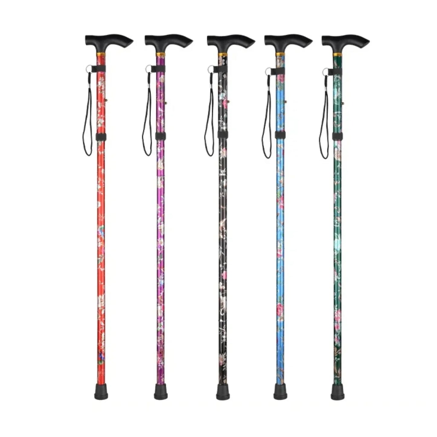 Hiking Camping Mountaineering Poles Printing Walking Stick Telescopic Baton Trekking Poles Folding Cane Crutches Pole Unisex