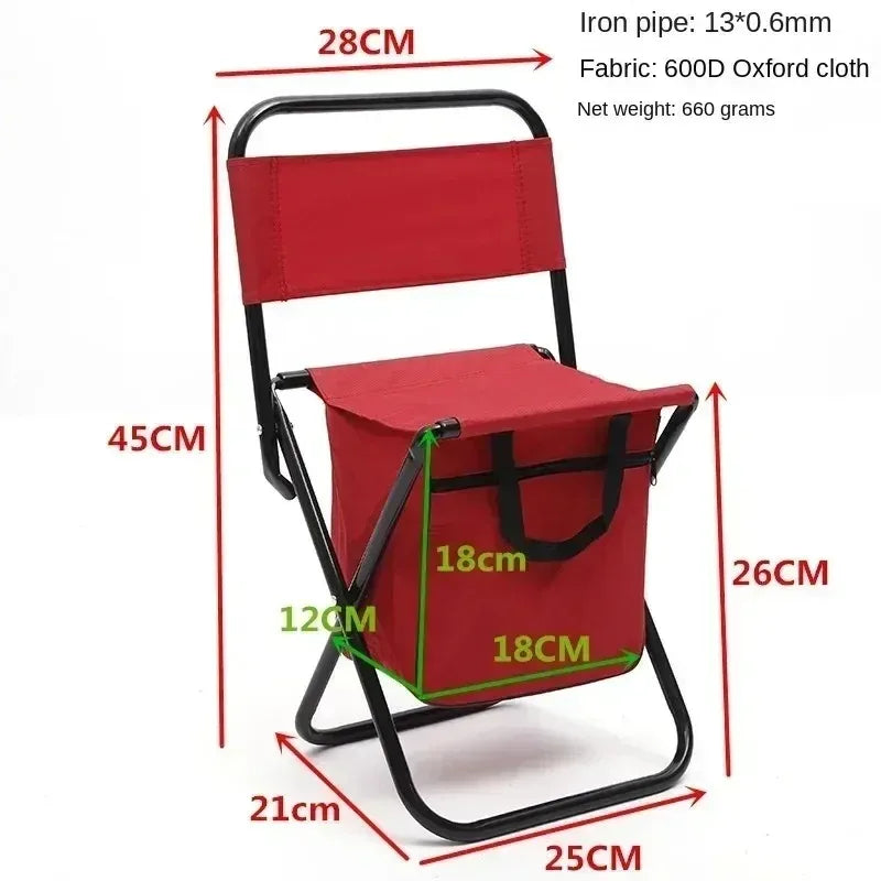 Portable Folding Camping Chair with Storage Box Outdoor Camping Chairs Beach Chairs Travel Leisure Picnic Seat with Storage