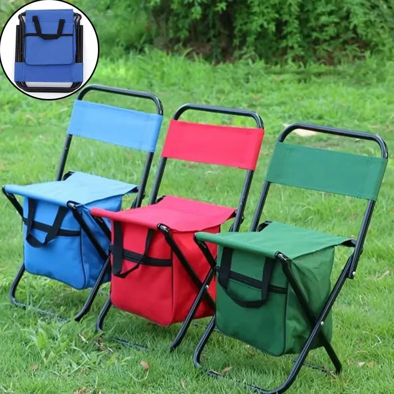 Portable Folding Camping Chair with Storage Box Outdoor Camping Chairs Beach Chairs Travel Leisure Picnic Seat with Storage