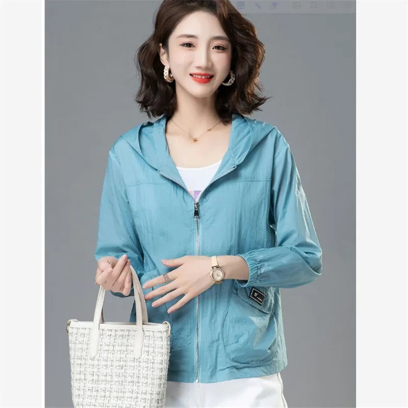 Hooded Jacket Women Breathable Sun Protection Clothing